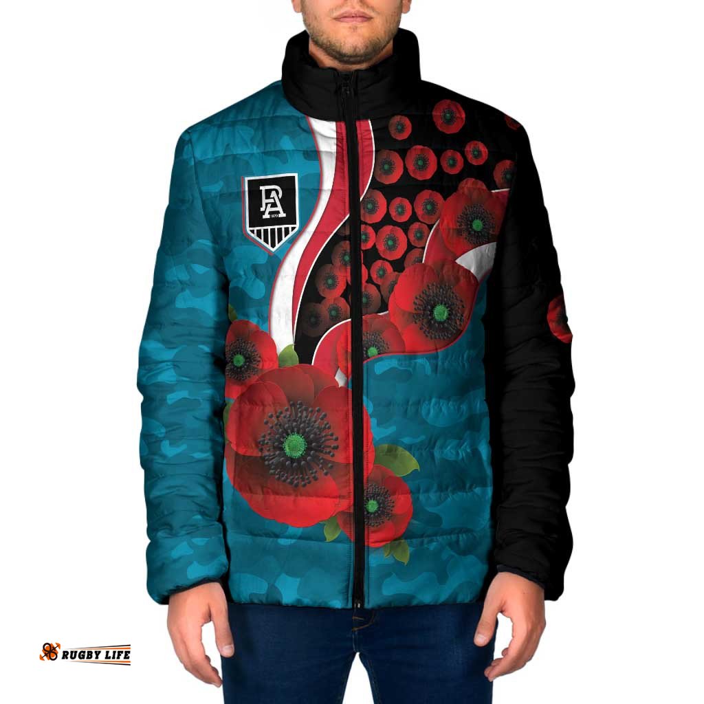 Port Power ANZAC Personalised Padded Jacket Lest We Forget Poppy Camo LT9