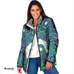 Sea Turtle Torres Strait Islands Padded Jacket Pacific Indigenous Australian Oceanic Dot Art TS04