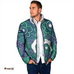 Sea Turtle Torres Strait Islands Padded Jacket Pacific Indigenous Australian Oceanic Dot Art TS04