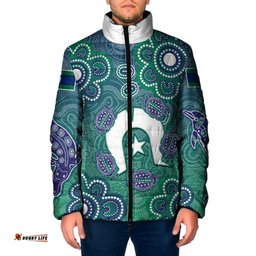 Sea Turtle Torres Strait Islands Padded Jacket Pacific Indigenous Australian Oceanic Dot Art TS04