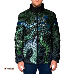 Torres Strait Islands Padded Jacket Indigenous Australian Marine Tribal Dot Art TS04