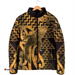Humpback Whale Matariki New Zealand Padded Jacket NZ Maori Paikea Poutama Luxury Gold LT14