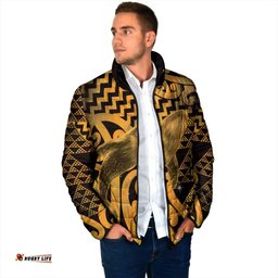 Humpback Whale Matariki New Zealand Padded Jacket NZ Maori Paikea Poutama Luxury Gold LT14