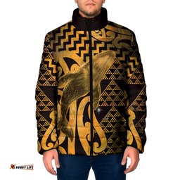 Humpback Whale Matariki New Zealand Padded Jacket NZ Maori Paikea Poutama Luxury Gold LT14