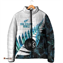 New Zealand Lawn Bowls Custom Padded Jacket Aotearoa Silver Fern Paua Shell LT14