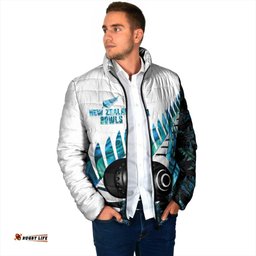 New Zealand Lawn Bowls Custom Padded Jacket Aotearoa Silver Fern Paua Shell LT14