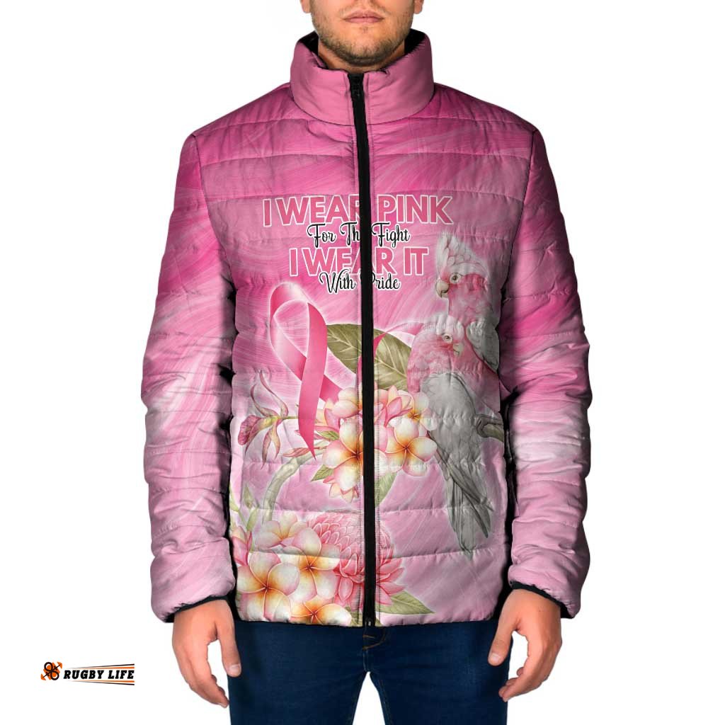 Personalised I Wear Pink For The Fight Padded Jacket Australian Breast Cancer Spirit LT9