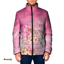 Personalised I Wear Pink For The Fight Padded Jacket Australian Breast Cancer Spirit LT9