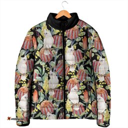 Little Corella Australia Cockatoo Padded Jacket Cacatua Sanguinea Banksia Seamless Black LT14