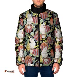 Little Corella Australia Cockatoo Padded Jacket Cacatua Sanguinea Banksia Seamless Black LT14