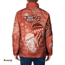 NAIDOC Deadly 50 Years Padded Jacket Jellyfish Aboriginal Culture Inspired Red LT9