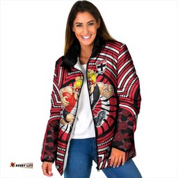 St Kilda Football Club Padded Jacket Indigenous Monochrome Dot Art Mascot Style TS04