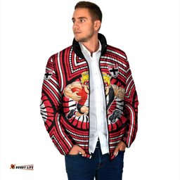 St Kilda Football Club Padded Jacket Indigenous Monochrome Dot Art Mascot Style TS04