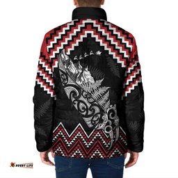 New Zealand Christmas Taniko Poutama Padded Jacket Mountainscape Maori Fern LT7