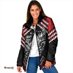 New Zealand Christmas Taniko Poutama Padded Jacket Mountainscape Maori Fern LT7
