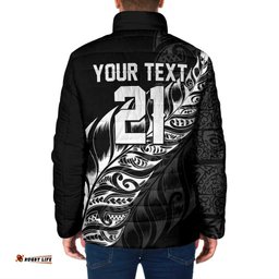 New Zealand Lawn Bowls Custom Padded Jacket Black Maori Warrior Tribal Silver Fern LT9