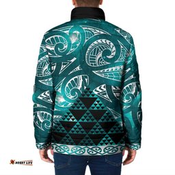 Matariki New Zealand Padded Jacket NZ Niho Taniwha Maori New Year Cyan Galaxy LT14