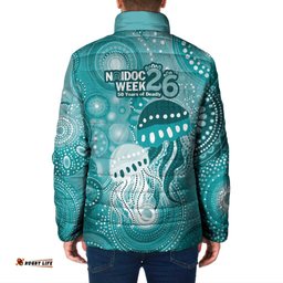 NAIDOC Deadly 50 Years Padded Jacket Jellyfish Aboriginal Culture Inspired Turquoise LT9