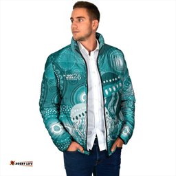 NAIDOC Deadly 50 Years Padded Jacket Jellyfish Aboriginal Culture Inspired Turquoise LT9