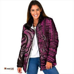 New Zealand Hammerhead Shark Padded Jacket Maori Haehae Mangopare Pink LT14