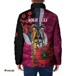 Manly Warringah Sea Eagles ANZAC Personalised Padded Jacket Lest We Forget Poppy Camo LT9