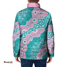 Hereditary Cancer Awareness Australia Indigenous Padded Jacket Pink and Teal LT7