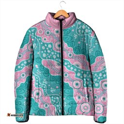 Hereditary Cancer Awareness Australia Indigenous Padded Jacket Pink and Teal LT7