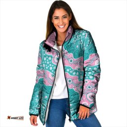 Hereditary Cancer Awareness Australia Indigenous Padded Jacket Pink and Teal LT7