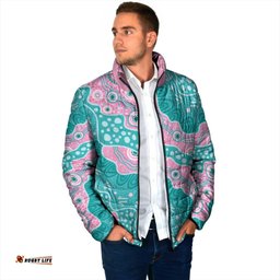 Hereditary Cancer Awareness Australia Indigenous Padded Jacket Pink and Teal LT7