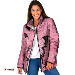 Personalised Australia Breast Cancer Awareness Padded Jacket Pink Ribbon Butterfly Opal Pattern LT14