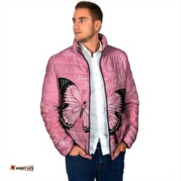Personalised Australia Breast Cancer Awareness Padded Jacket Pink Ribbon Butterfly Opal Pattern LT14