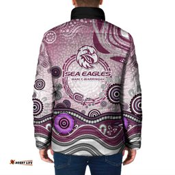 Manly Warringah Sea Eagles Rugby Padded Jacket Australian Aboriginal Dot Painting Style TS04