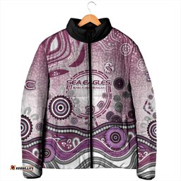 Manly Warringah Sea Eagles Rugby Padded Jacket Australian Aboriginal Dot Painting Style TS04