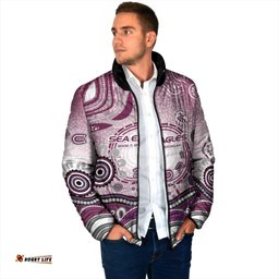 Manly Warringah Sea Eagles Rugby Padded Jacket Australian Aboriginal Dot Painting Style TS04