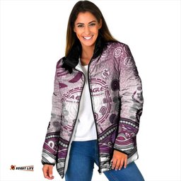 Manly Warringah Sea Eagles Rugby Padded Jacket Australian Aboriginal Dot Painting Style TS04