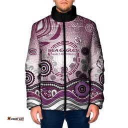 Manly Warringah Sea Eagles Rugby Padded Jacket Australian Aboriginal Dot Painting Style TS04