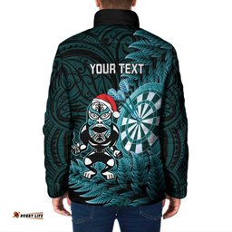 Personalised New Zealand Darts Christmas Padded Jacket Maori Fern Merry Dartsmas LT14