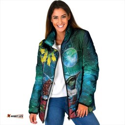 New Zealand Tui Bird Padded Jacket Maori Koru With Pohutukawa Galaxy Style LT05
