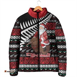 New Zealand Kiwi Santa Christmas Padded Jacket He Wairua Kirihimete LT9