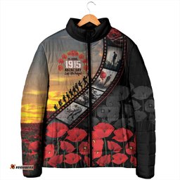 Personalised Remembering ANZAC Lest We Forget Padded Jacket Vintage Film Frame Memorial Red Poppy LT9