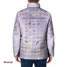Personalised Epilepsy Awareness Alphabet Padded Jacket Purple Ribbon Butterfly Cute Style DT05