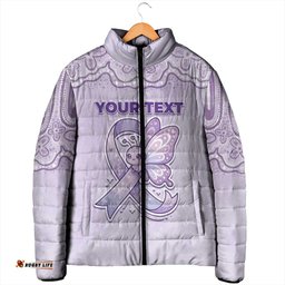 Personalised Epilepsy Awareness Alphabet Padded Jacket Purple Ribbon Butterfly Cute Style DT05