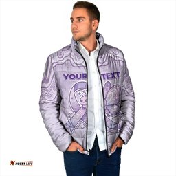 Personalised Epilepsy Awareness Alphabet Padded Jacket Purple Ribbon Butterfly Cute Style DT05