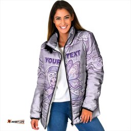 Personalised Epilepsy Awareness Alphabet Padded Jacket Purple Ribbon Butterfly Cute Style DT05
