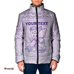 Personalised Epilepsy Awareness Alphabet Padded Jacket Purple Ribbon Butterfly Cute Style DT05