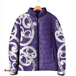 Violet Green Maori Padded Jacket Koru Kowhaiwhai LT7