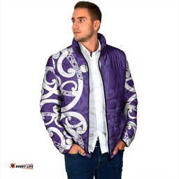 Violet Green Maori Padded Jacket Koru Kowhaiwhai LT7