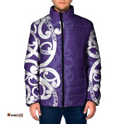 Violet Green Maori Padded Jacket Koru Kowhaiwhai LT7
