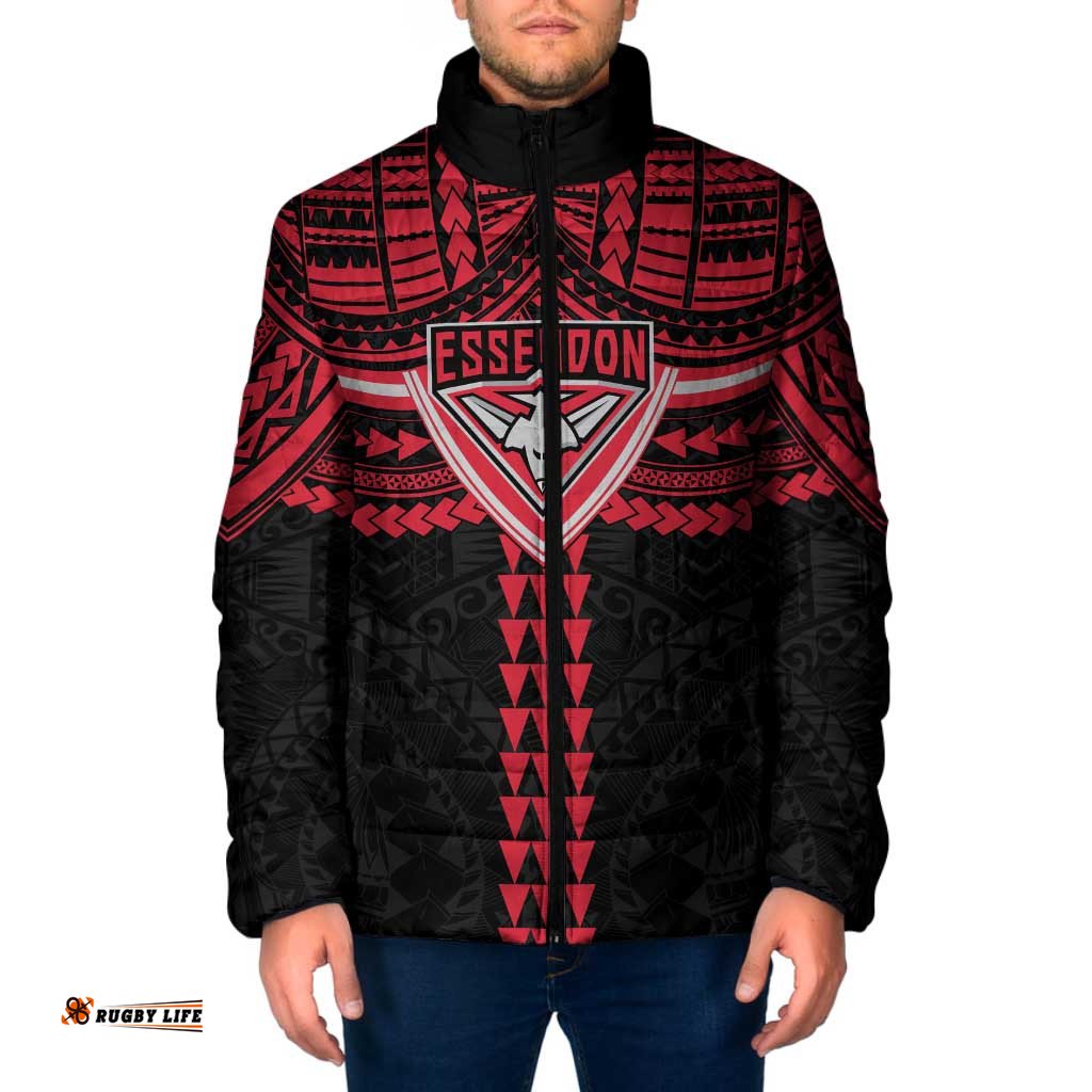 Personalized Essendon Bombers Padded Jacket Polynesian Tribal Pattern Heritage Football TS04