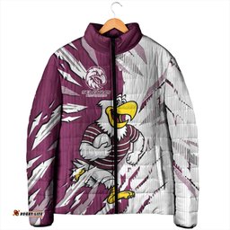 Personalized Manly Warringah Sea Eagles Padded Jacket Dynamic Lightning Mascot Rugby Australia TS04